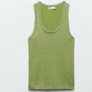 ZARA GREEN SHIMMER TANK- size XS NWOT